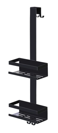 Duschcaddy Mod. Bribano Duo, schwarz, Edelstahl, 23x71x18 cm, Einhängen ohne Bohren 