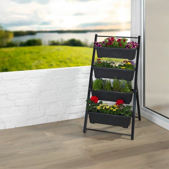 Vertikales Hochbeet, 4 Etagen, wetterbeständiger Kunststoff 
