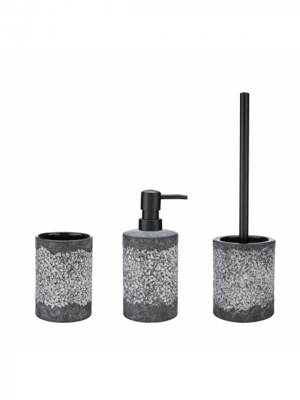 Bad-Accessoire Set Mod. Anfo Grau, 3-teilig, aus hochwertiger Keramik 