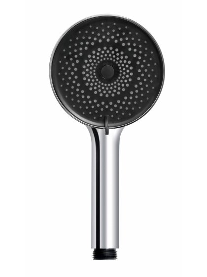 Duschkopf Mod. Softwater Ø12 cm, chrom/schwarz, Kunststoff, mit 3 Strahlarten 