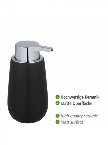 Waschtisch-Set Mod. Badi Schwarz, 2-tlg., 1 Zahnputzbecher, 1 Seifenspender 