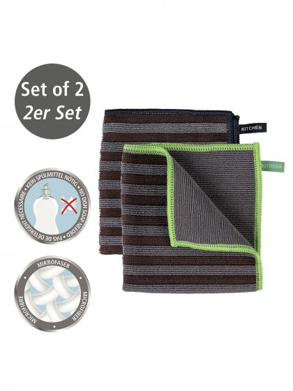 6-teiliges Spül-Set, 2 Mikrofasertücher, 2 Spülschwämme, Silikon-Spül-, und-Flaschenbürste 