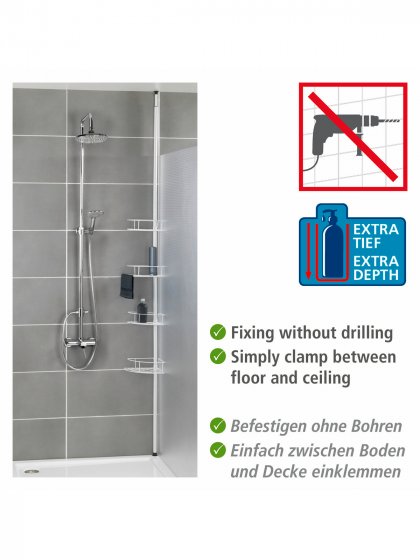Teleskop-Eckregal Mod. Dolcedo Weiß matt, aus rostfreiem Edelstahl 