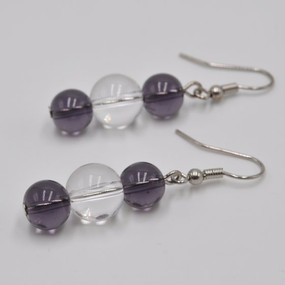 Set Collier Armband Ohrhaken Metall 56am Amethyst lila 