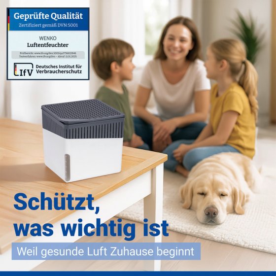 Raumentfeuchter Mod. Cube Weiß 1000 g mit Nachfüller, beugt Schimmel und Gerüchen vor