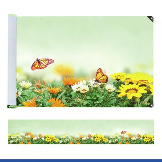 Balkon-Sichtschutz Mod. Schmetterling, 5 m, UV- und witterungsbeständig 