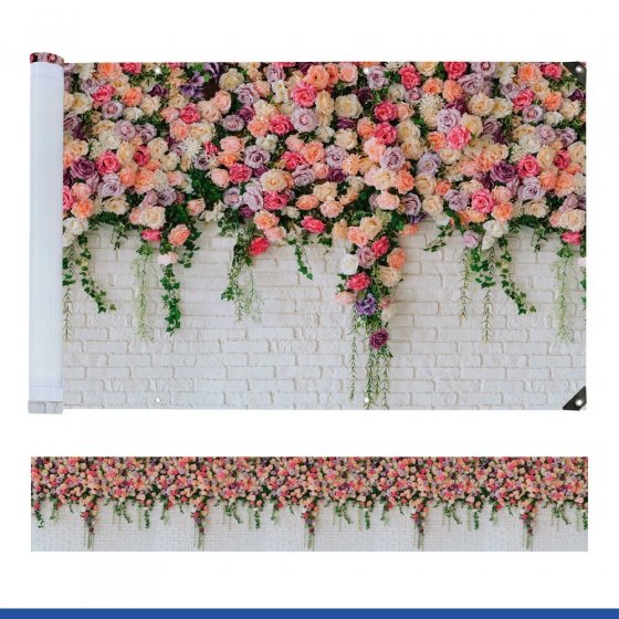 Balkon-Sichtschutz Mod. Rosen, 5 m, UV- und witterungsbeständig 