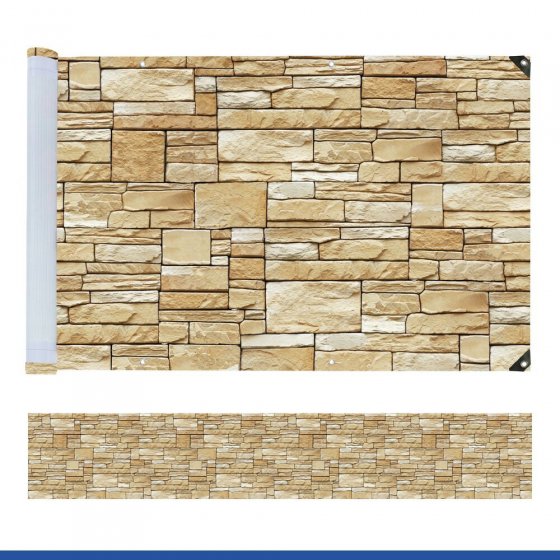 Balkon-Sichtschutz Mod. Mauer, 5 m, UV- und witterungsbeständig 