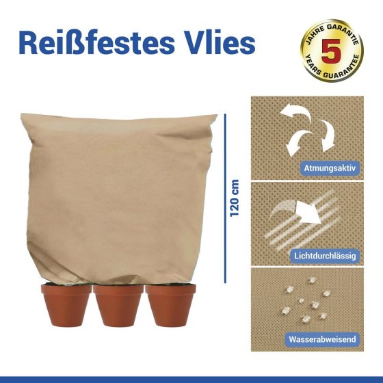 Pflanzenschutz-Vlies 180 x 120 cm, Beige, 2er Set, reißfestes Wintervlies für Pflanzen 