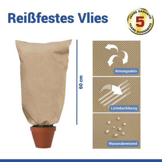 Pflanzenschutz-Vlies 80 x 60 cm, Beige, 3er Set, reißfestes Wintervlies für Pflanzen 