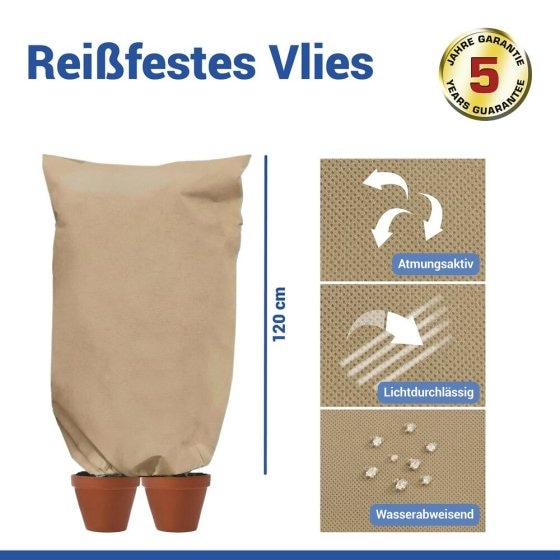 Pflanzenschutz-Vlies 100 x 120 cm, Beige, 2er Set, reißfestes Wintervlies für Pflanzen 
