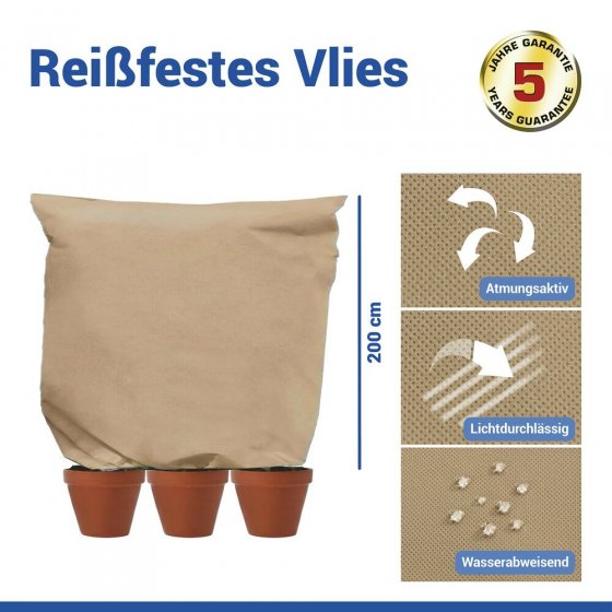 Pflanzenschutz-Vlies 200 x 240 cm, Beige, reißfestes Wintervlies für Pflanzen 