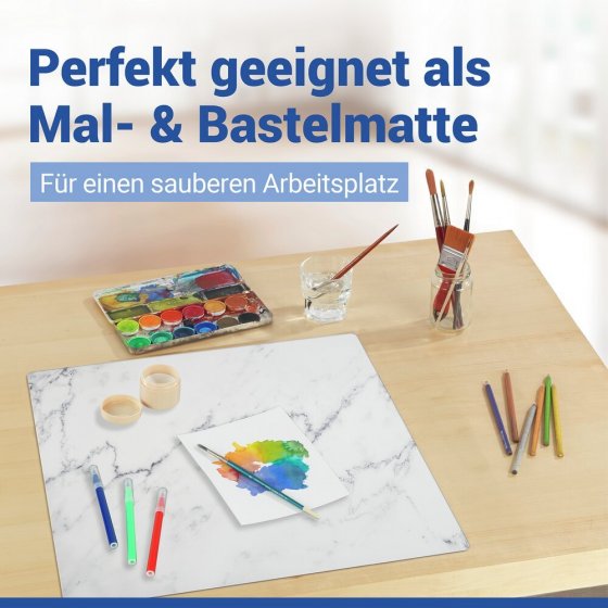 Abdeckmatte Mod. Marmor, weiß, PVC, 60x52 cm, hitzebeständig und wasserfest 