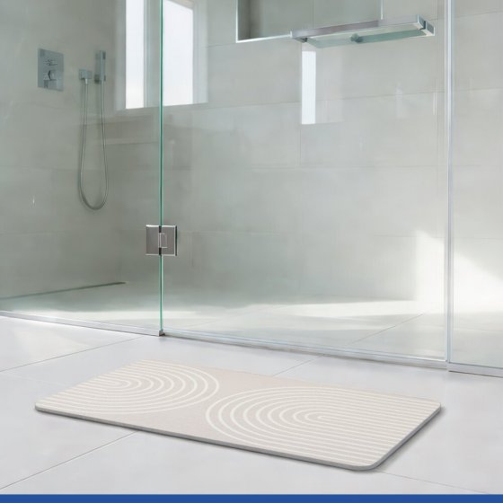 Badematte Mod. Nazca Hellgrau, aus natürlichem Diatomit 