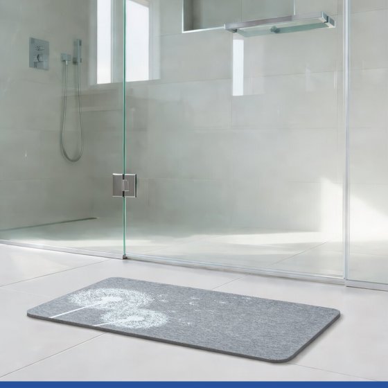 Badematte Mod. Astera Grau, aus natürlichem Diatomit 