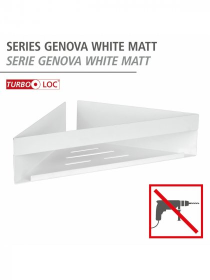 Turbo-Loc® Eckablage Mod. Genova White matt, Befestigen ohne Bohren mit Spezial-Klebepad 