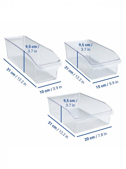 Kühlschrank-Organizer Set, 3-teilig, Aufbewahrungsboxen für Kühl- und Vorratsschrank 