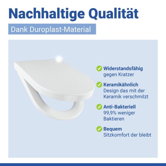 WC Sitz Mod. Palma Weiß, Toilettendeckel mit Absenkautomatik in D-Form 