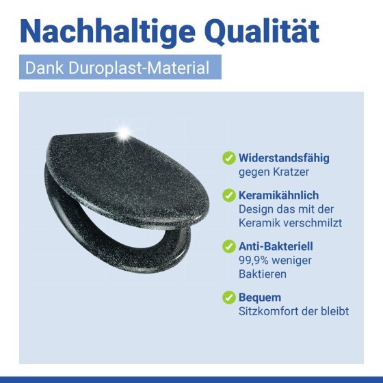 WC Sitz Mod. Ottana Granit, Toilettendeckel mit Absenkautomatik 