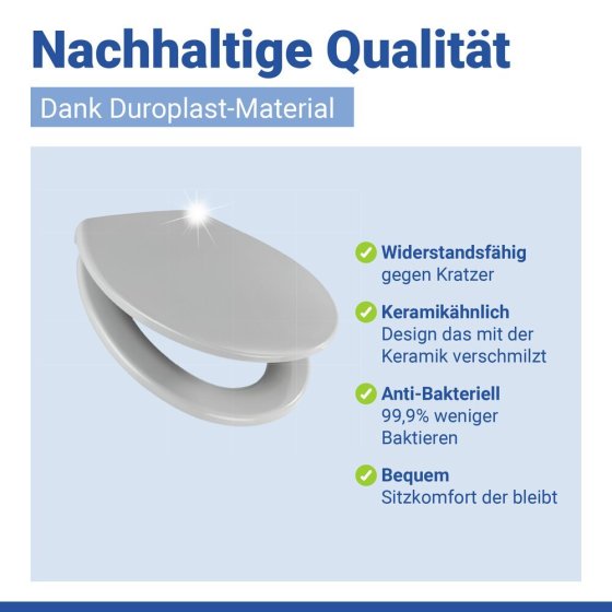 WC Sitz Mod. Samos Concrete Grey, Toilettendeckel mit Absenkautomatik 