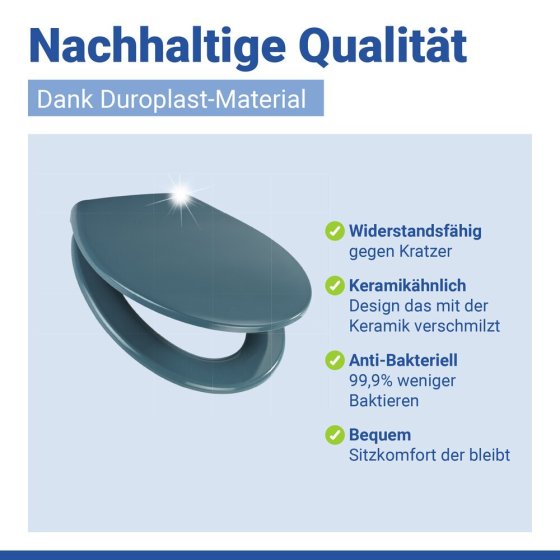 WC Sitz Mod. Samos Slate Blue, Toilettendeckel mit Absenkautomatik 