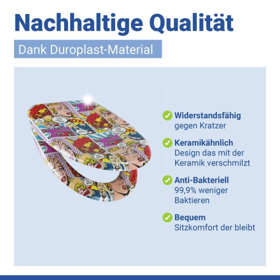 WC Sitz Mod. Pop-Art, Toilettendeckel mit Motiv und Absenkautomatik 