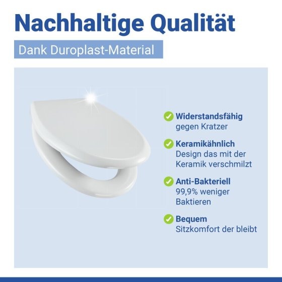 WC Sitz Mod. Gubbio Weiß, stabiler Toilettensitz mit Absenkautomatik 