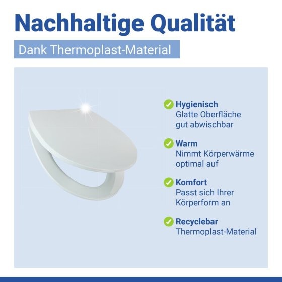 WC Sitz Mod. Tavola Weiß, stabiler Toilettensitz mit Absenkautomatik 