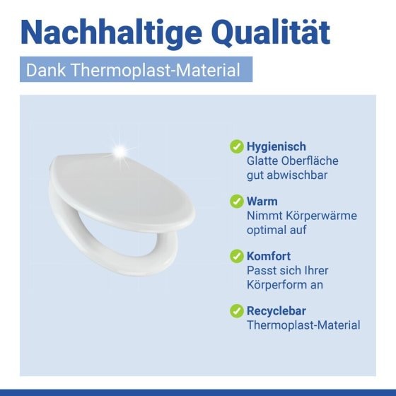 WC Sitz Mod. Ios Weiß, stabiler Toilettensitz mit Absenkautomatik 