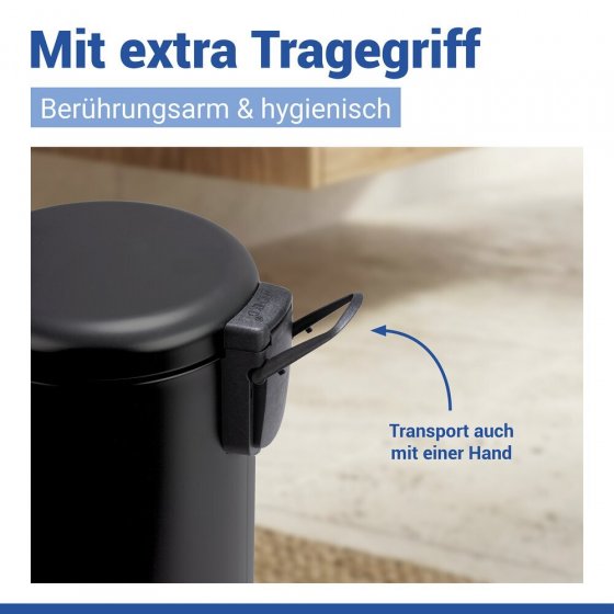 Kosmetik Treteimer Mod. Leman Schwarz 5L, mit herausnehmbarem Einsatz 