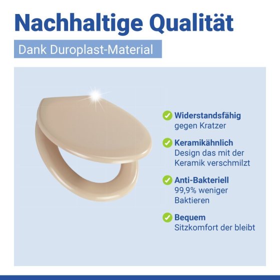 WC Sitz Mod. Ottana Beige, Toilettendeckel mit Absenkautomatik 