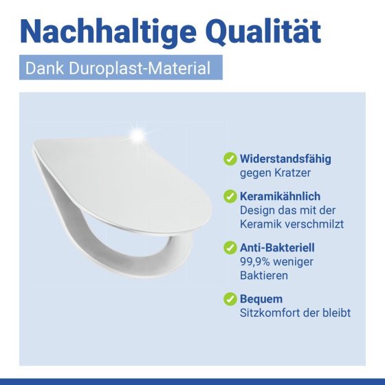 WC Sitz Mod. Galati Weiß matt, Toilettendeckel in D-Form mit Absenkautomatik 