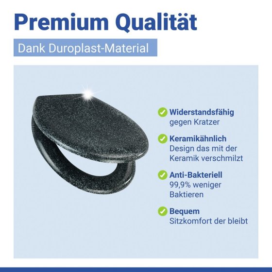 WC Sitz Mod. Ottana Granit, Toilettendeckel mit Absenkautomatik 