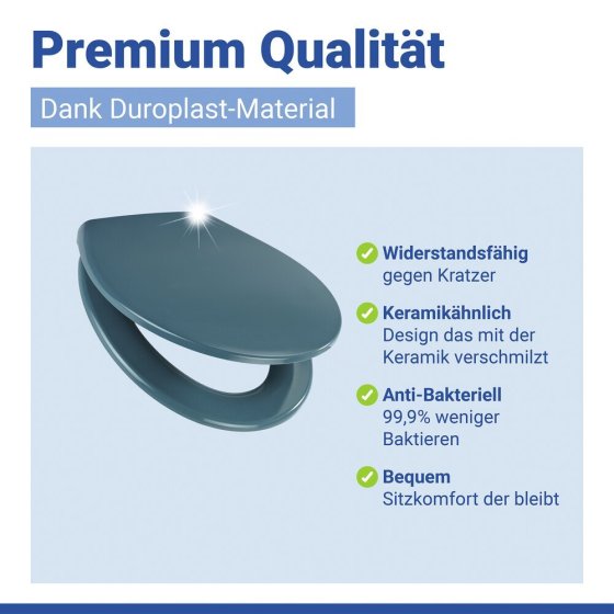 WC Sitz Mod. Samos Slate Blue, Toilettendeckel mit Absenkautomatik 