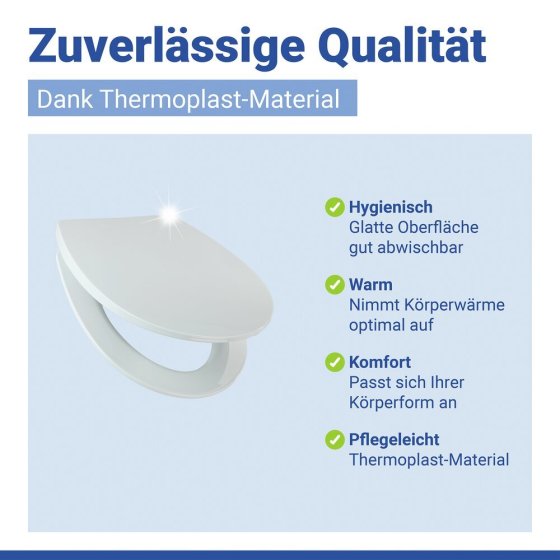 WC Sitz Mod. Tavola Weiß, stabiler Toilettensitz mit Absenkautomatik 