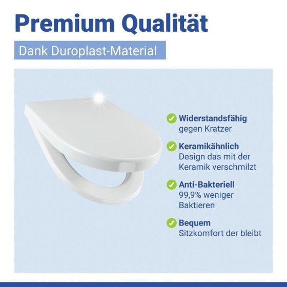 WC Sitz Mod. Sindia Weiß, stabiler Toilettensitz mit Absenkautomatik 