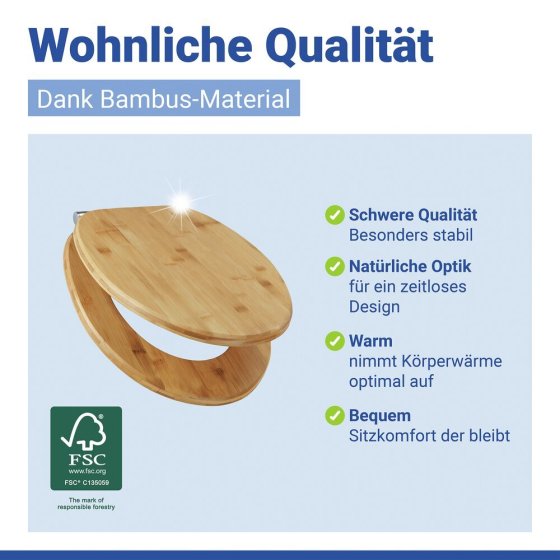 WC-Sitz Mod. Bambusa, Toilettensitz aus FSC®-zertifiziertem Bambus 