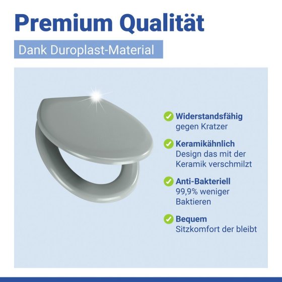WC Sitz Mod. Ottana Hellgrau, Toilettendeckel mit Absenkautomatik 