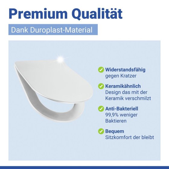 WC Sitz Mod. Galati Weiß matt, Toilettendeckel in D-Form mit Absenkautomatik 