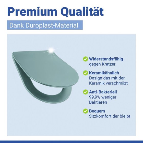 WC Sitz Mod. Galati Blaugrau matt, Toilettendeckel in D-Form mit Absenkautomatik 