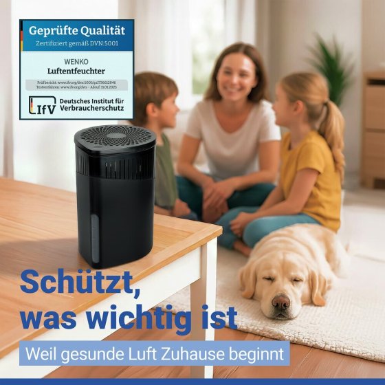 Raumentfeuchter Mod. Drop Schwarz 2 x 1000 g, für Räume bis ca. 80 m³ 