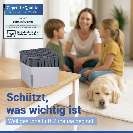 Raumentfeuchter Mod. Cube Grau 1000 g mit Nachfüller, beugt Schimmel und Gerüchen vor 