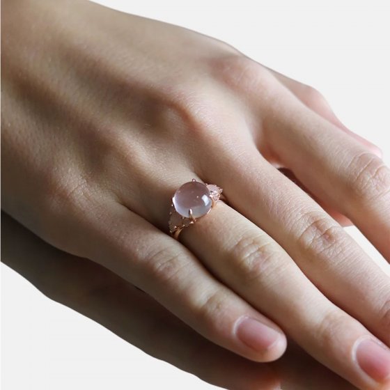 Ring 925 Sterling Silber vergoldet Rosenquarz 