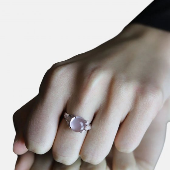 Ring 925 Sterling Silber rhodiniert Rosenquarz 