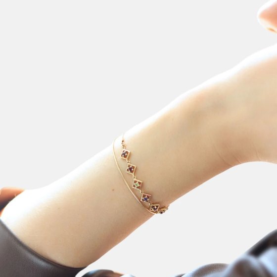 Armband 925 Sterling Silber vergoldet glänzend Granat Peridot Quarz 