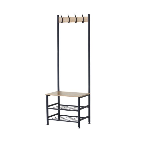 Garderobe mit Schuhregal und 4 Haken in Sonoma und Schwarz 