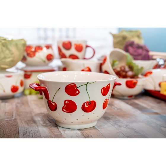 Keramik Küchensieb mit Griffen stilvolles Sieb für Obst, Gemüse und Pasta 