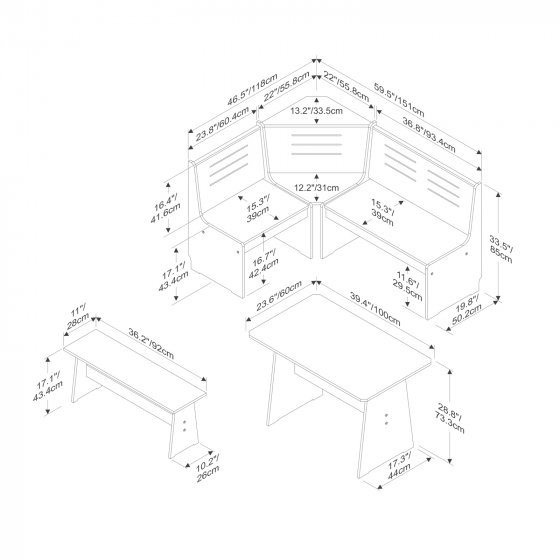 Sitzgruppe 3-teilig Marija Weiß 