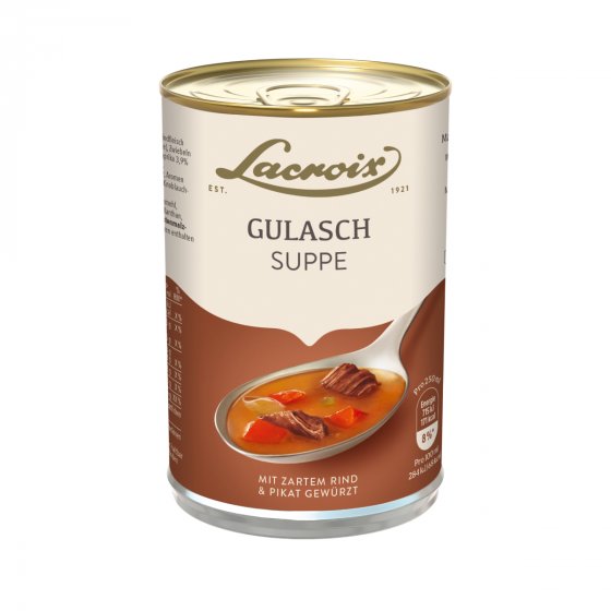 Lacroix Gulasch Suppe zartes Rindfleisch pikant gewürzt 400ml 3er Pack 