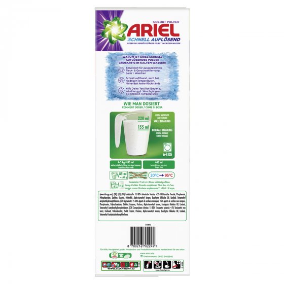 Ariel Colorwaschmittel Pulver schnell auflösend Großpackung 90WL 4950g 